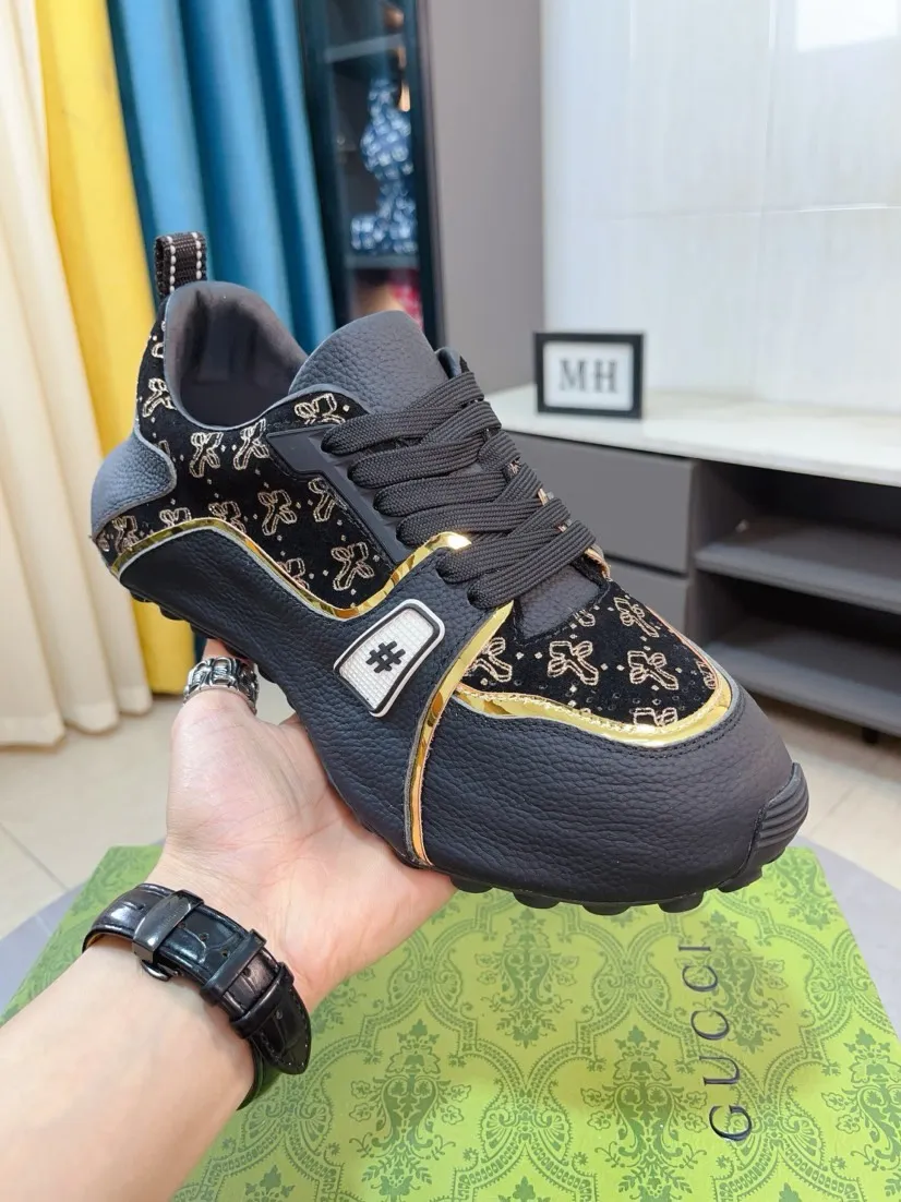 Men's shoes 💰560🌹🌹【GUCCI】pop-top casual sneakers with daddy outsole, breathable and comfortable, easy to walk, a versatile style for trendy men, upper with cowhide edged outsole design➕genuine leather lining➕Gucci's popular original outsole, sports and running style, super comfortable. Code number 38-44